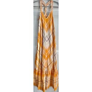 Holding Horses Anthropologie Clementine Yellow Plaid Maxi Dress Women's Size M